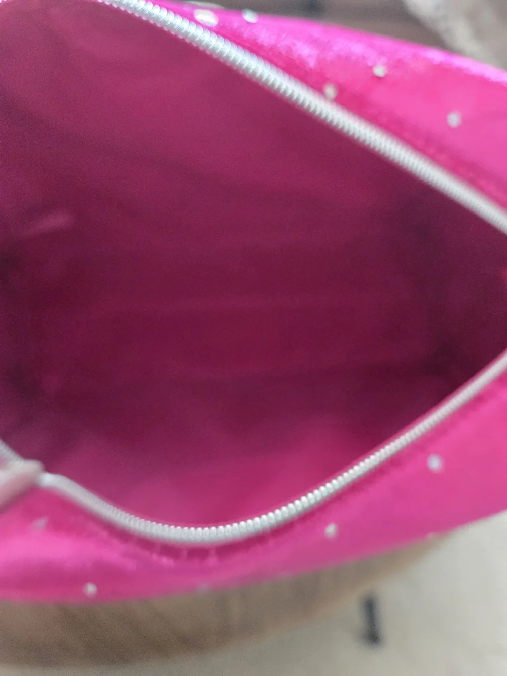 Ulta Beauty Magenta Pink Velvet Sparkle Polka Dot Makeup Cosmetic Bag Pouch
